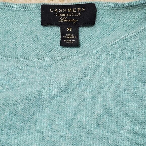Charter Club Womens Sz XS Green Cashmere Long Sleeve Pullover Sweater - Picture 3 of 9